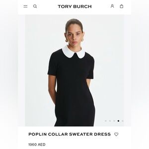 Black BNWT Tory Burch Poplin Sweater Dress with removable collar - L